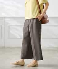 K3LGD19059 a.v.v Elmi(アー・ヴェ・ヴェ) 【低身長サイズ/接触冷感/UVカット】リネンライククロップドパンツ【セットアップ対応/アンチピリング】 ネイビー