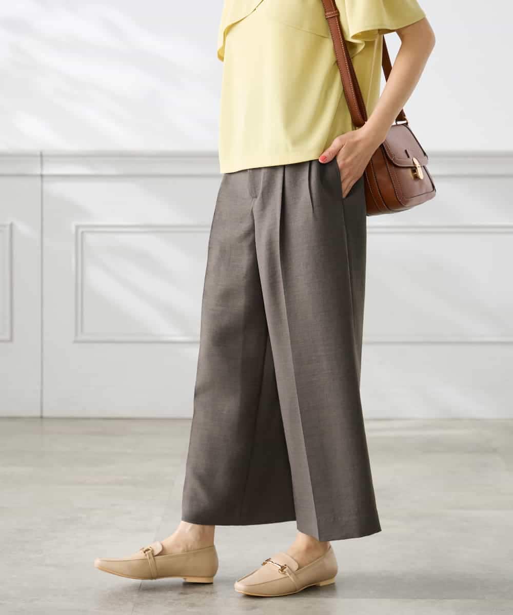 K3LGD19059 a.v.v Elmi(アー・ヴェ・ヴェ) 【低身長サイズ/接触冷感/UVカット】リネンライククロップドパンツ【セットアップ対応/アンチピリング】 ネイビー