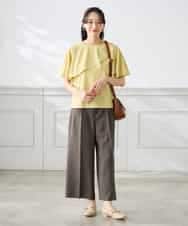 K3LGD19059 a.v.v Elmi(アー・ヴェ・ヴェ) 【低身長サイズ/接触冷感/UVカット】リネンライククロップドパンツ【セットアップ対応/アンチピリング】 ネイビー