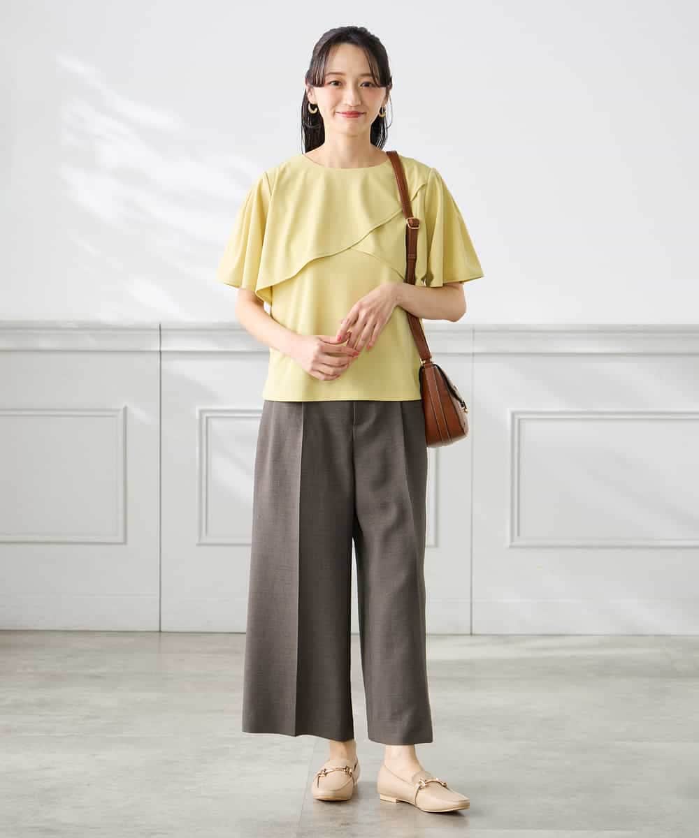 K3LGD19059 a.v.v Elmi(アー・ヴェ・ヴェ) 【低身長サイズ/接触冷感/UVカット】リネンライククロップドパンツ【セットアップ対応/アンチピリング】 ネイビー