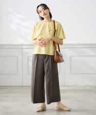 K3LGD19059 a.v.v Elmi(アー・ヴェ・ヴェ) 【低身長サイズ/接触冷感/UVカット】リネンライククロップドパンツ【セットアップ対応/アンチピリング】 ネイビー