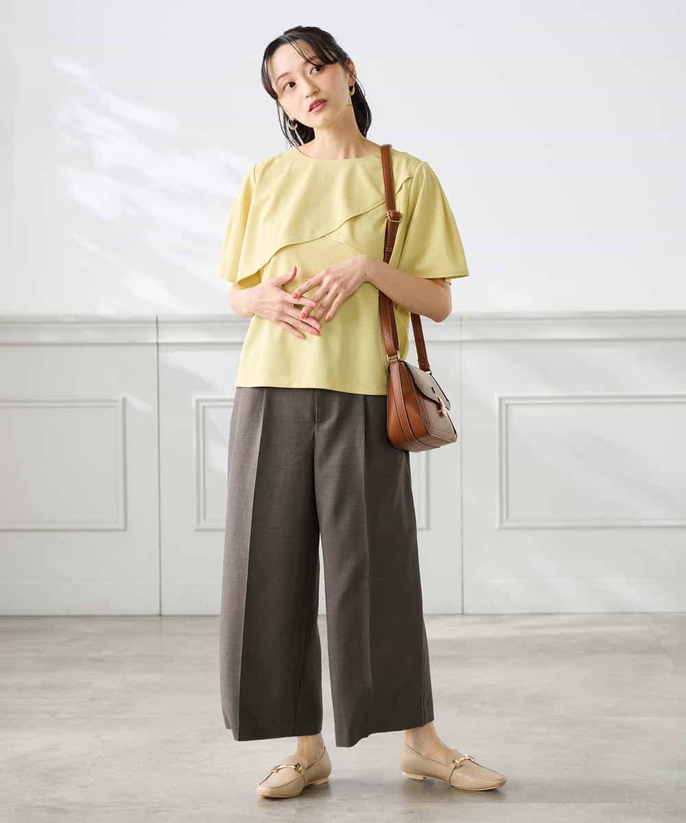 K3LGD19059 a.v.v Elmi(アー・ヴェ・ヴェ) 【低身長サイズ/接触冷感/UVカット】リネンライククロップドパンツ【セットアップ対応/アンチピリング】 ネイビー