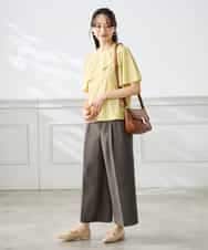 K3LGD19059 a.v.v Elmi(アー・ヴェ・ヴェ) 【低身長サイズ/接触冷感/UVカット】リネンライククロップドパンツ【セットアップ対応/アンチピリング】 ネイビー