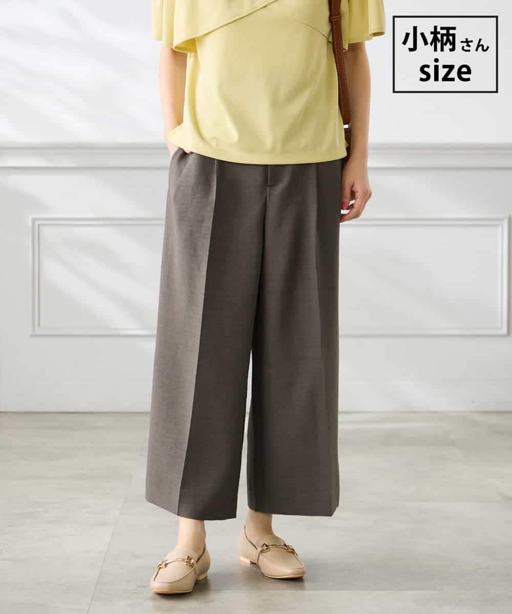 K3LGD19059 a.v.v Elmi(アー・ヴェ・ヴェ) 【低身長サイズ/接触冷感/UVカット】リネンライククロップドパンツ【セットアップ対応/アンチピリング】 ダークグレー