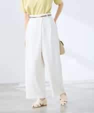 K3LGD35059 a.v.v Elmi(アー・ヴェ・ヴェ) 【低身長サイズ/洗える】ラップ風ワイドパンツ アイボリー