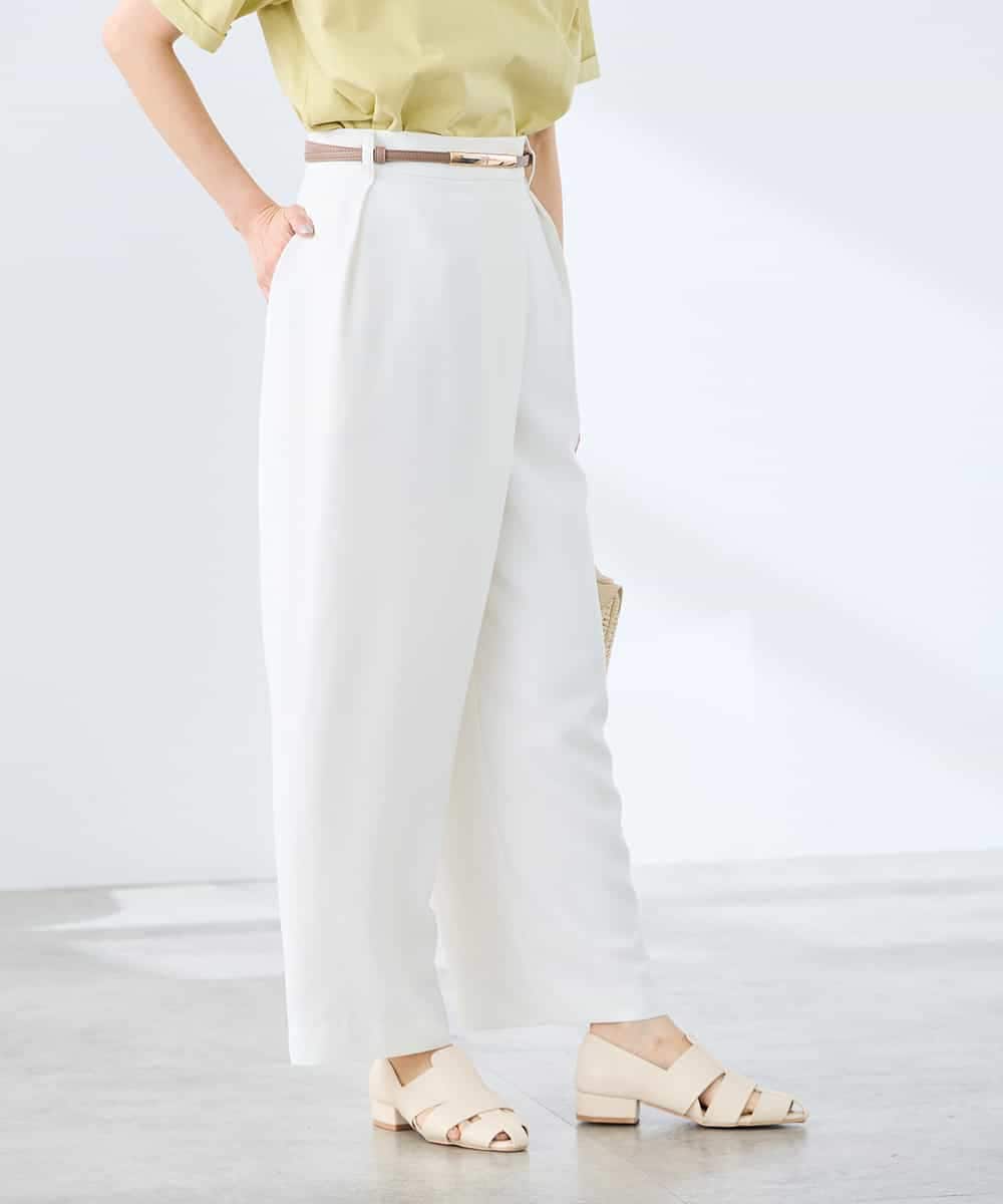 K3LGD35059 a.v.v Elmi(アー・ヴェ・ヴェ) 【低身長サイズ/洗える】ラップ風ワイドパンツ アイボリー
