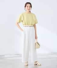 K3LGD35059 a.v.v Elmi(アー・ヴェ・ヴェ) 【低身長サイズ/洗える】ラップ風ワイドパンツ アイボリー