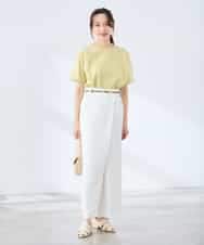 K3LGD35059 a.v.v Elmi(アー・ヴェ・ヴェ) 【低身長サイズ/洗える】ラップ風ワイドパンツ アイボリー