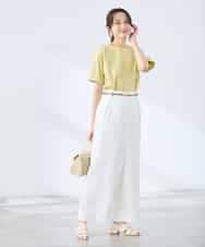 K3LGD35059 a.v.v Elmi(アー・ヴェ・ヴェ) 【低身長サイズ/洗える】ラップ風ワイドパンツ アイボリー