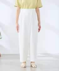 K3LGD35059 a.v.v Elmi(アー・ヴェ・ヴェ) 【低身長サイズ/洗える】ラップ風ワイドパンツ アイボリー