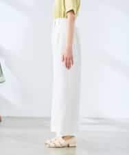 K3LGD35059 a.v.v Elmi(アー・ヴェ・ヴェ) 【低身長サイズ/洗える】ラップ風ワイドパンツ アイボリー