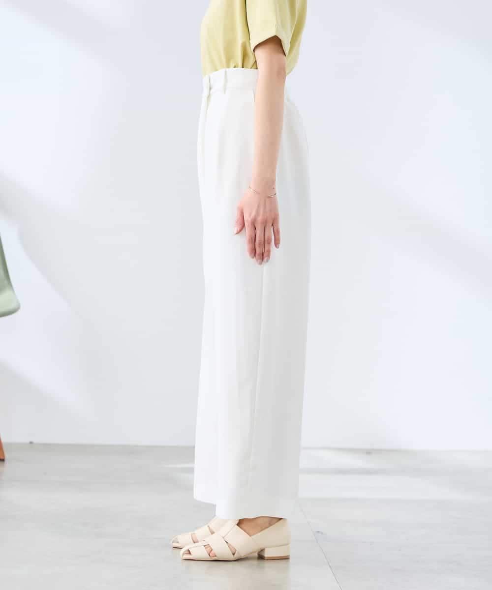 K3LGD35059 a.v.v Elmi(アー・ヴェ・ヴェ) 【低身長サイズ/洗える】ラップ風ワイドパンツ アイボリー