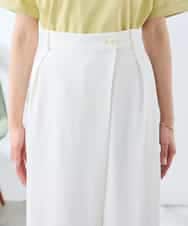 K3LGD35059 a.v.v Elmi(アー・ヴェ・ヴェ) 【低身長サイズ/洗える】ラップ風ワイドパンツ アイボリー