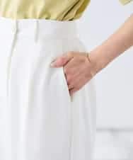 K3LGD35059 a.v.v Elmi(アー・ヴェ・ヴェ) 【低身長サイズ/洗える】ラップ風ワイドパンツ アイボリー