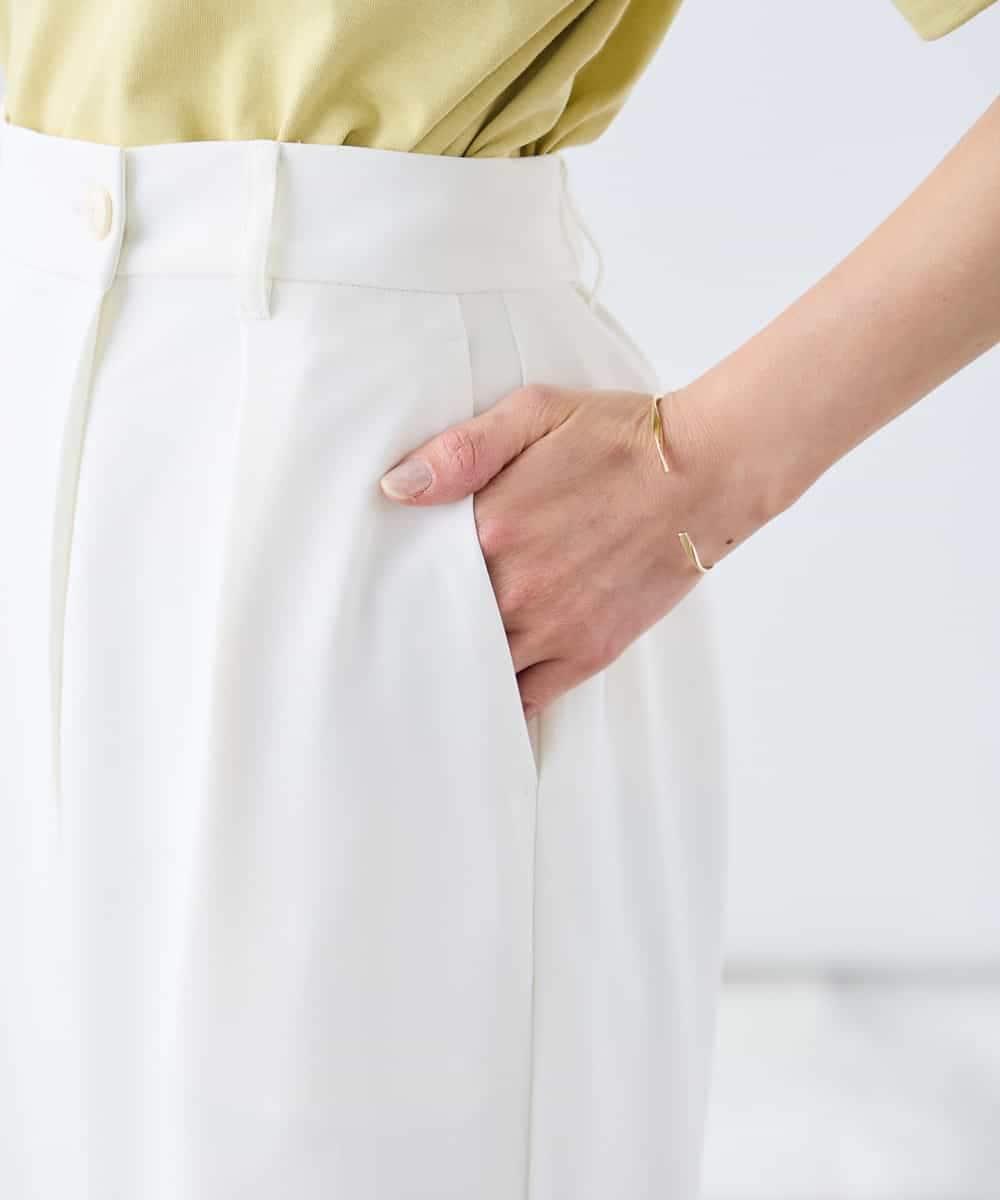 K3LGD35059 a.v.v Elmi(アー・ヴェ・ヴェ) 【低身長サイズ/洗える】ラップ風ワイドパンツ アイボリー