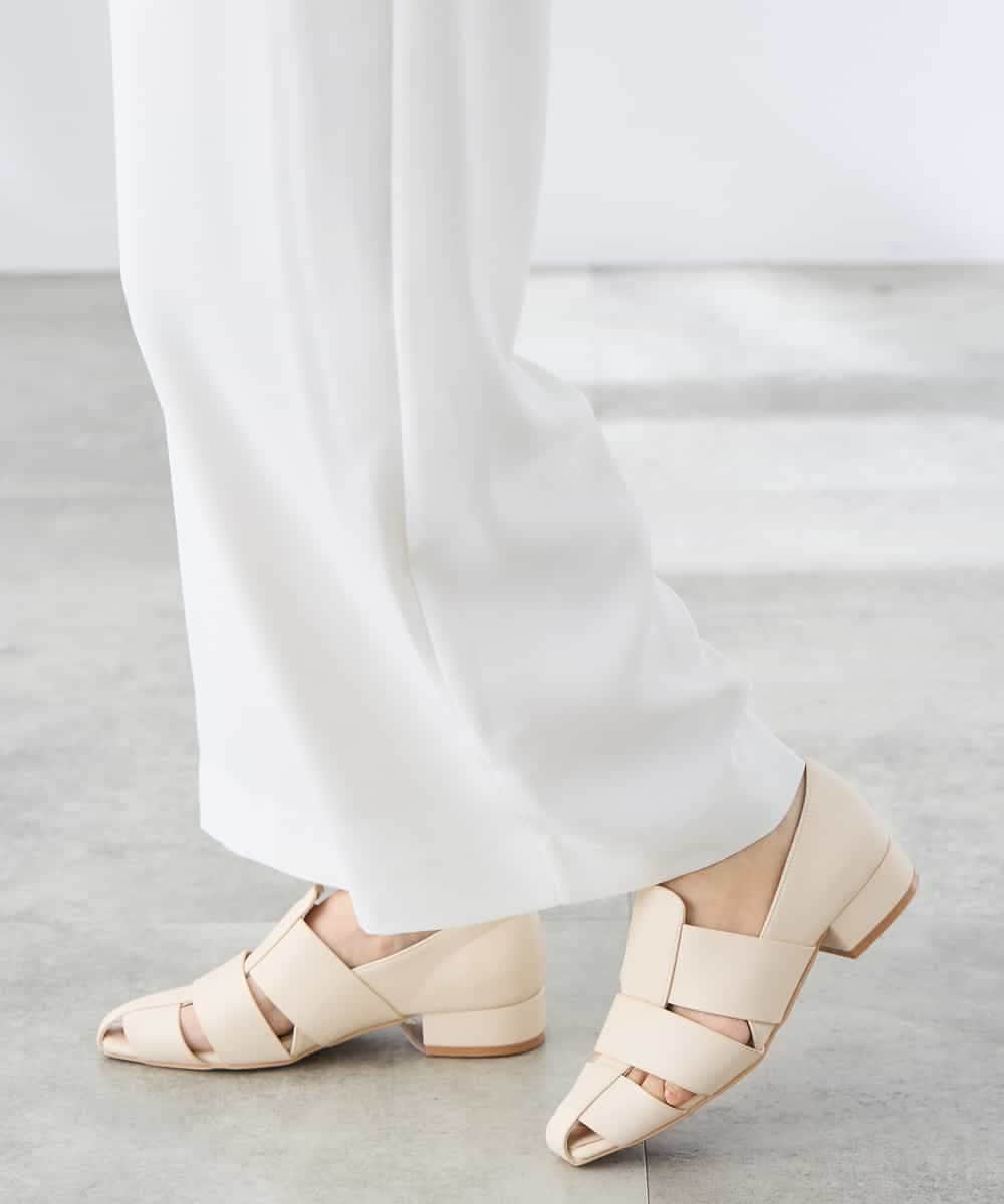 K3LGD35059 a.v.v Elmi(アー・ヴェ・ヴェ) 【低身長サイズ/洗える】ラップ風ワイドパンツ アイボリー