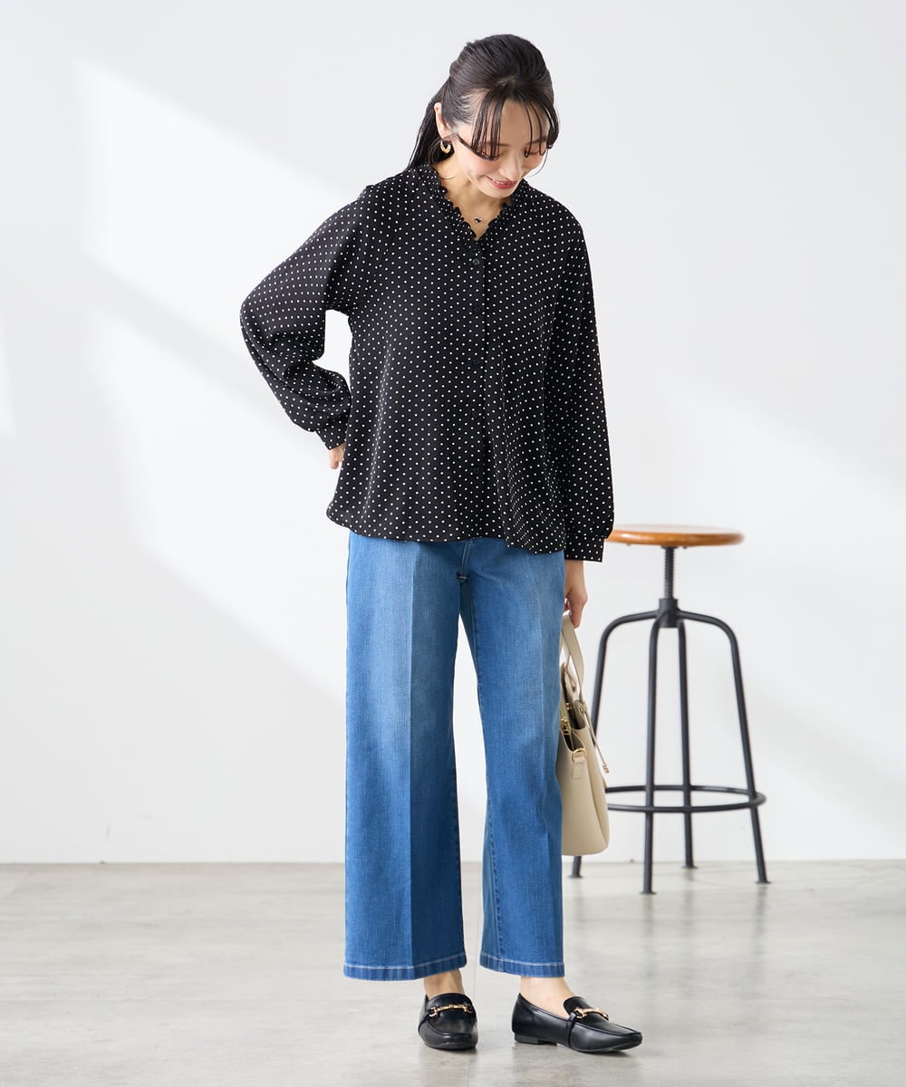 K3LHD10059 a.v.v Elmi(アー・ヴェ・ヴェ) 【低身長サイズ】サマーデニムワイドパンツ ブルー