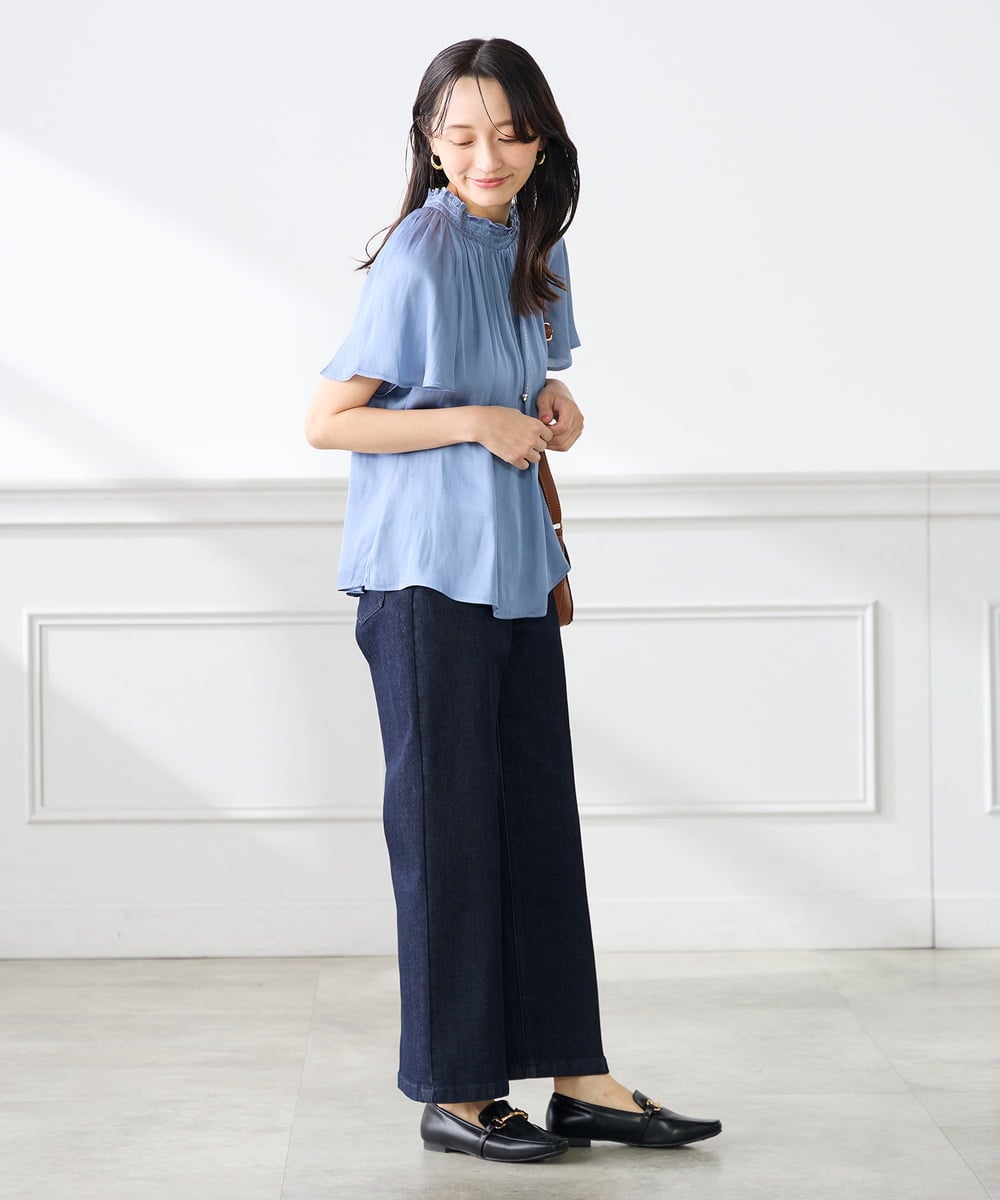 K3LHD10059 a.v.v Elmi(アー・ヴェ・ヴェ) 【低身長サイズ】サマーデニムワイドパンツ ブルー