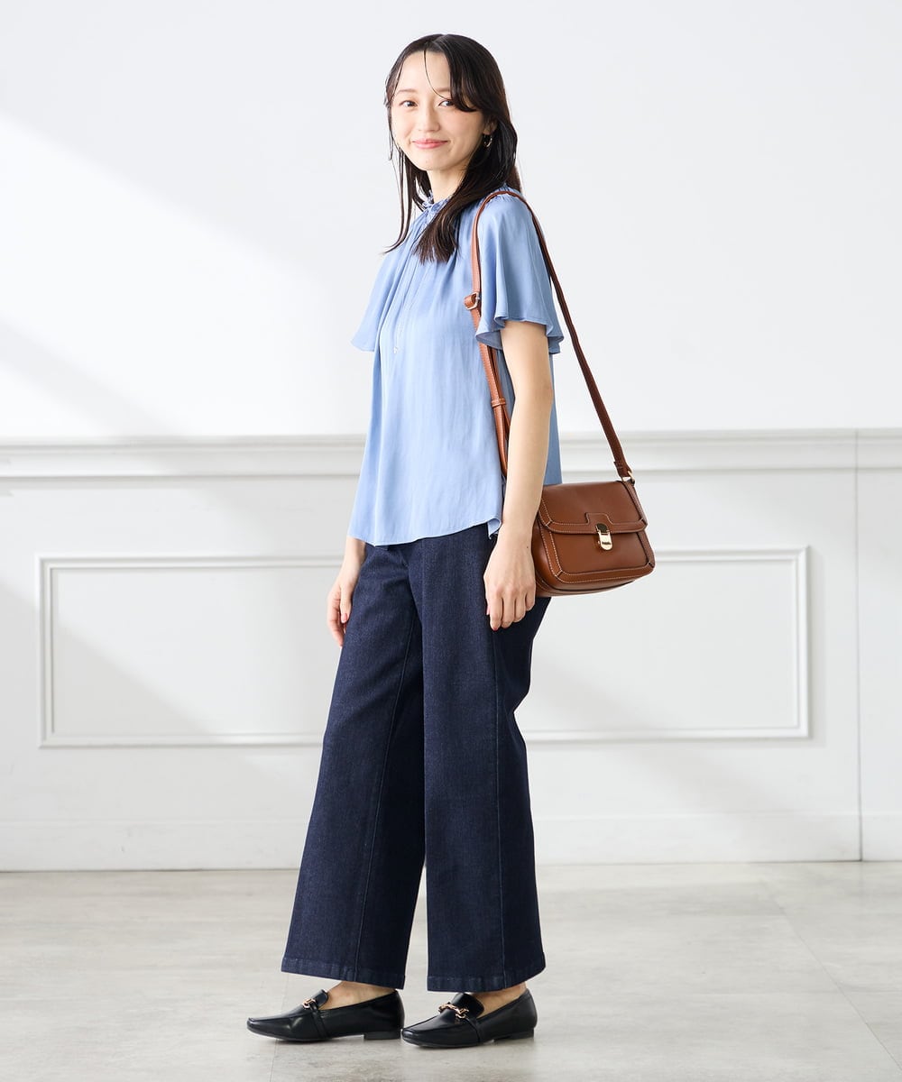 K3LHD10059 a.v.v Elmi(アー・ヴェ・ヴェ) 【低身長サイズ】サマーデニムワイドパンツ ブルー