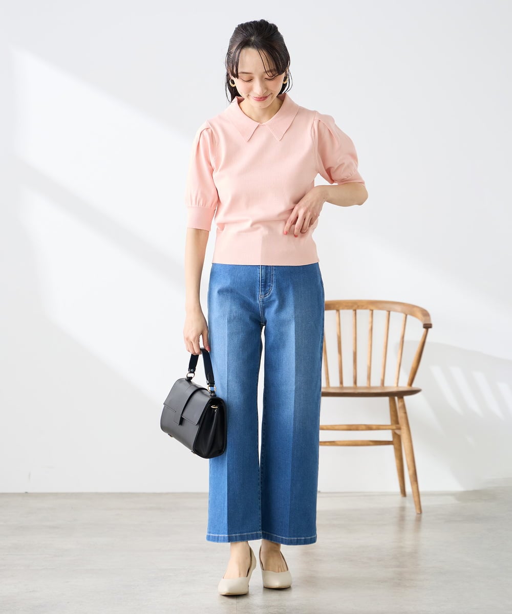 K3LHD10059 a.v.v Elmi(アー・ヴェ・ヴェ) 【低身長サイズ】サマーデニムワイドパンツ ブルー