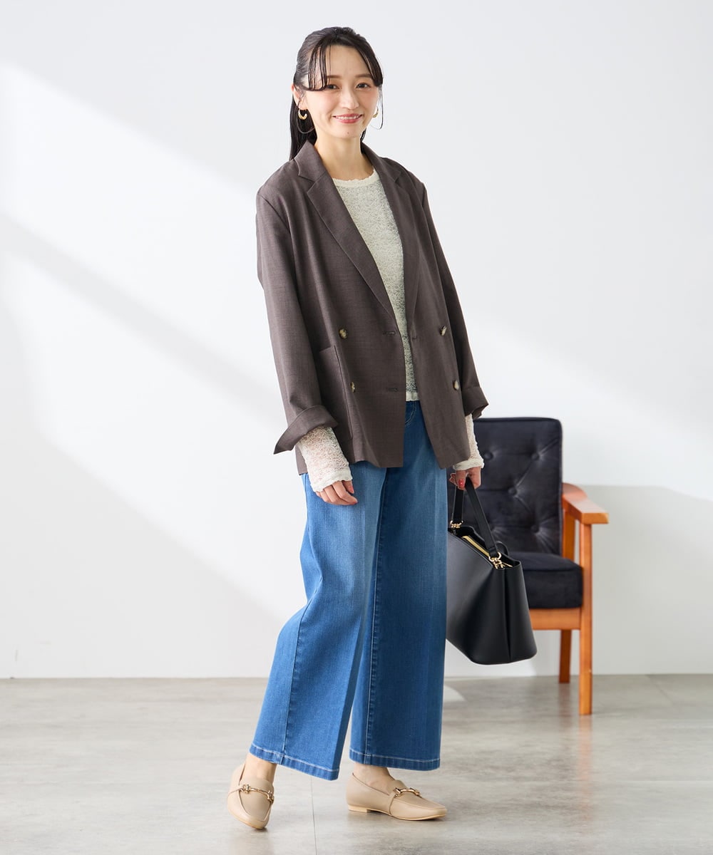 K3LHD10059 a.v.v Elmi(アー・ヴェ・ヴェ) 【低身長サイズ】サマーデニムワイドパンツ ブルー