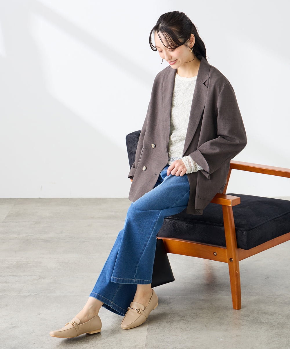 K3LHD10059 a.v.v Elmi(アー・ヴェ・ヴェ) 【低身長サイズ】サマーデニムワイドパンツ ブルー