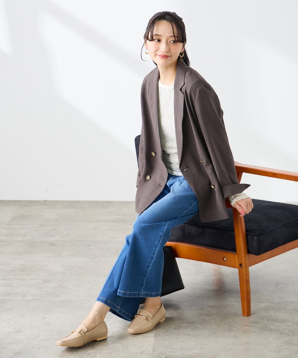 K3LHD10059 a.v.v Elmi(アー・ヴェ・ヴェ) 【低身長サイズ】サマーデニムワイドパンツ ブルー