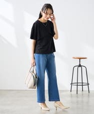 K3LHD10059 a.v.v Elmi(アー・ヴェ・ヴェ) 【低身長サイズ】サマーデニムワイドパンツ ブルー