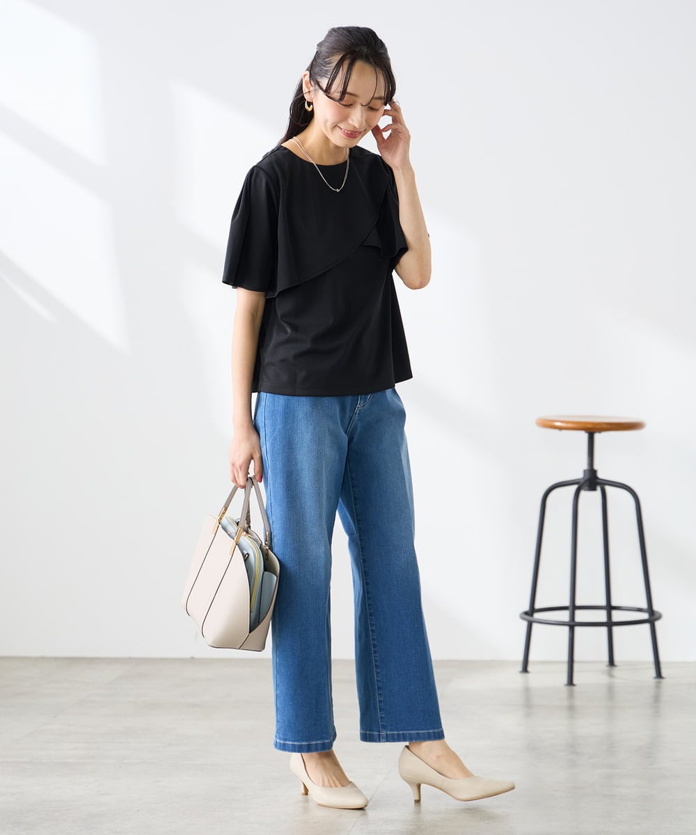 K3LHD10059 a.v.v Elmi(アー・ヴェ・ヴェ) 【低身長サイズ】サマーデニムワイドパンツ ブルー