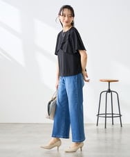 K3LHD10059 a.v.v Elmi(アー・ヴェ・ヴェ) 【低身長サイズ】サマーデニムワイドパンツ ブルー