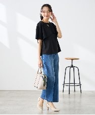 K3LHD10059 a.v.v Elmi(アー・ヴェ・ヴェ) 【低身長サイズ】サマーデニムワイドパンツ ブルー