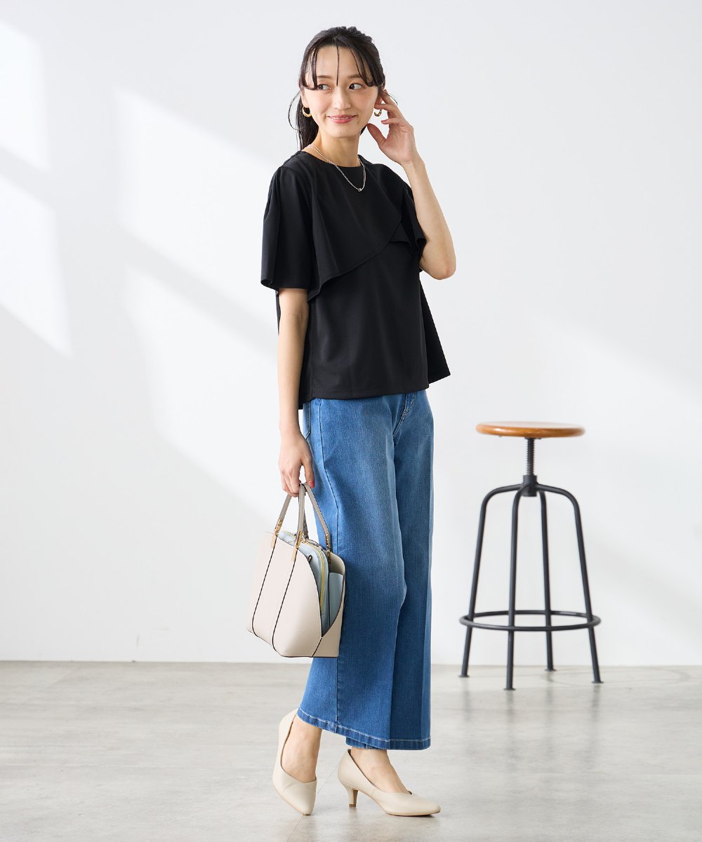 K3LHD10059 a.v.v Elmi(アー・ヴェ・ヴェ) 【低身長サイズ】サマーデニムワイドパンツ ブルー