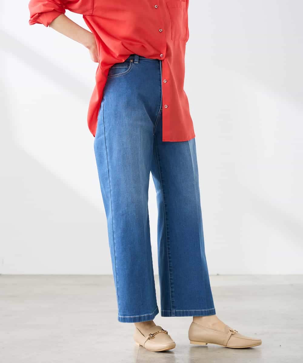 K3LHD10059 a.v.v Elmi(アー・ヴェ・ヴェ) 【低身長サイズ】サマーデニムワイドパンツ ブルー