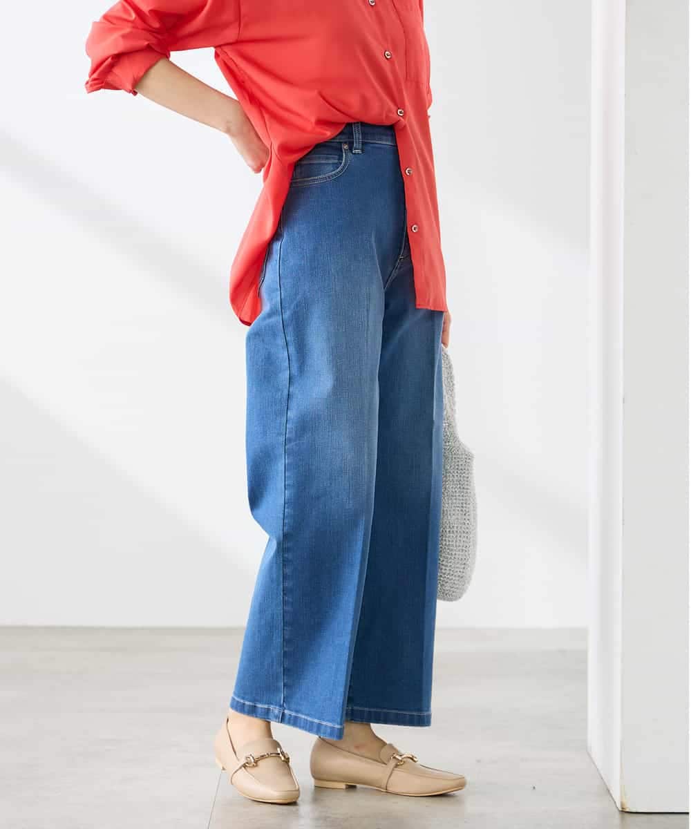 K3LHD10059 a.v.v Elmi(アー・ヴェ・ヴェ) 【低身長サイズ】サマーデニムワイドパンツ ブルー