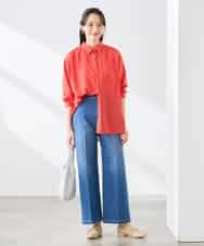 K3LHD10059 a.v.v Elmi(アー・ヴェ・ヴェ) 【低身長サイズ】サマーデニムワイドパンツ ブルー