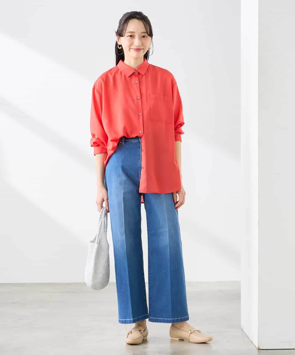 K3LHD10059 a.v.v Elmi(アー・ヴェ・ヴェ) 【低身長サイズ】サマーデニムワイドパンツ ブルー