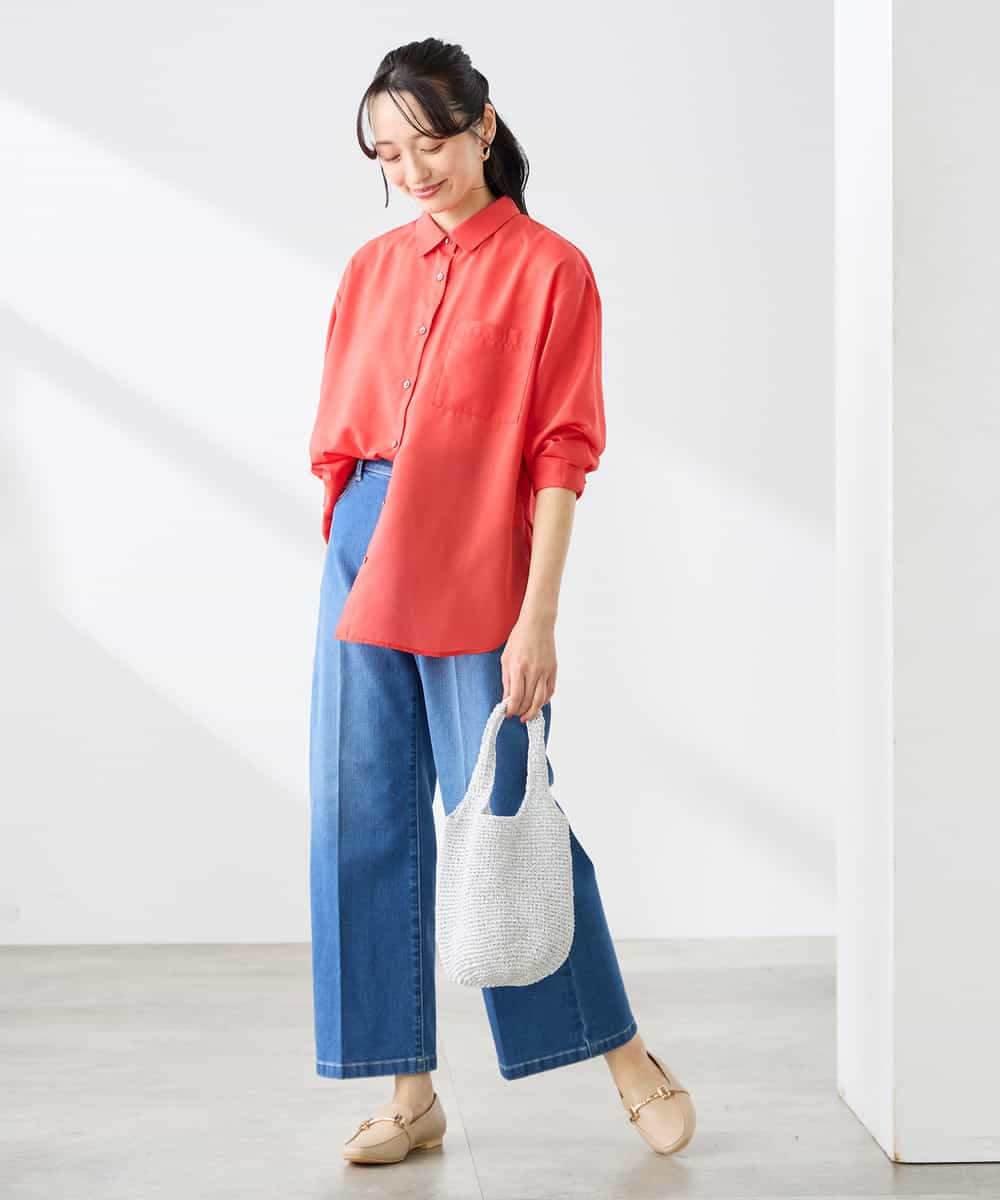 K3LHD10059 a.v.v Elmi(アー・ヴェ・ヴェ) 【低身長サイズ】サマーデニムワイドパンツ ブルー