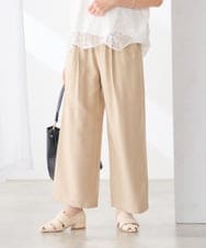 K3LID51059 a.v.v Elmi(アー・ヴェ・ヴェ) 【低身長サイズ】麻調イージーワイドパンツ ブラウンストライプ