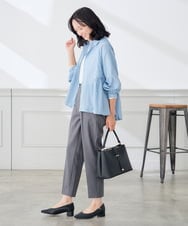 K3LJD12049 a.v.v Elmi(アー・ヴェ・ヴェ) 【低身長サイズ/caho146cm様ご紹介】ラク魅せ スッキリ見え テーパード パンツ［支持率NO.1/イージーケア/洗える］ ベージュチェック