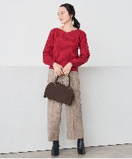 K3LKA20049 a.v.v Elmi(アー・ヴェ・ヴェ) 【低身長サイズ】ツイード調ストレートパンツ【マシンウォッシャブル】 グレー