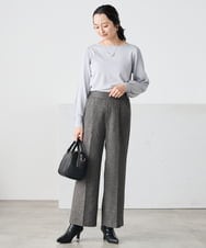 K3LKA20049 a.v.v Elmi(アー・ヴェ・ヴェ) 【低身長サイズ】ツイード調ストレートパンツ【マシンウォッシャブル】 グレー