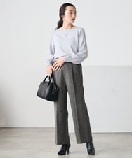 K3LKA20049 a.v.v Elmi(アー・ヴェ・ヴェ) 【低身長サイズ】ツイード調ストレートパンツ【マシンウォッシャブル】 グレー