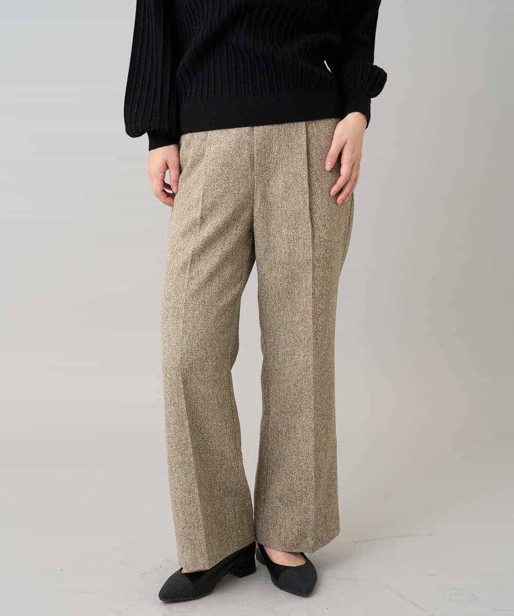 K3LKA20049 a.v.v Elmi(アー・ヴェ・ヴェ) 【低身長サイズ】ツイード調ストレートパンツ【マシンウォッシャブル】 グレー