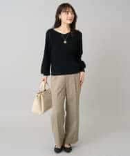 K3LKA20049 a.v.v Elmi(アー・ヴェ・ヴェ) 【低身長サイズ】ツイード調ストレートパンツ【マシンウォッシャブル】 グレー