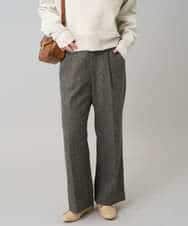 K3LKA20049 a.v.v Elmi(アー・ヴェ・ヴェ) 【低身長サイズ】ツイード調ストレートパンツ【マシンウォッシャブル】 グレー