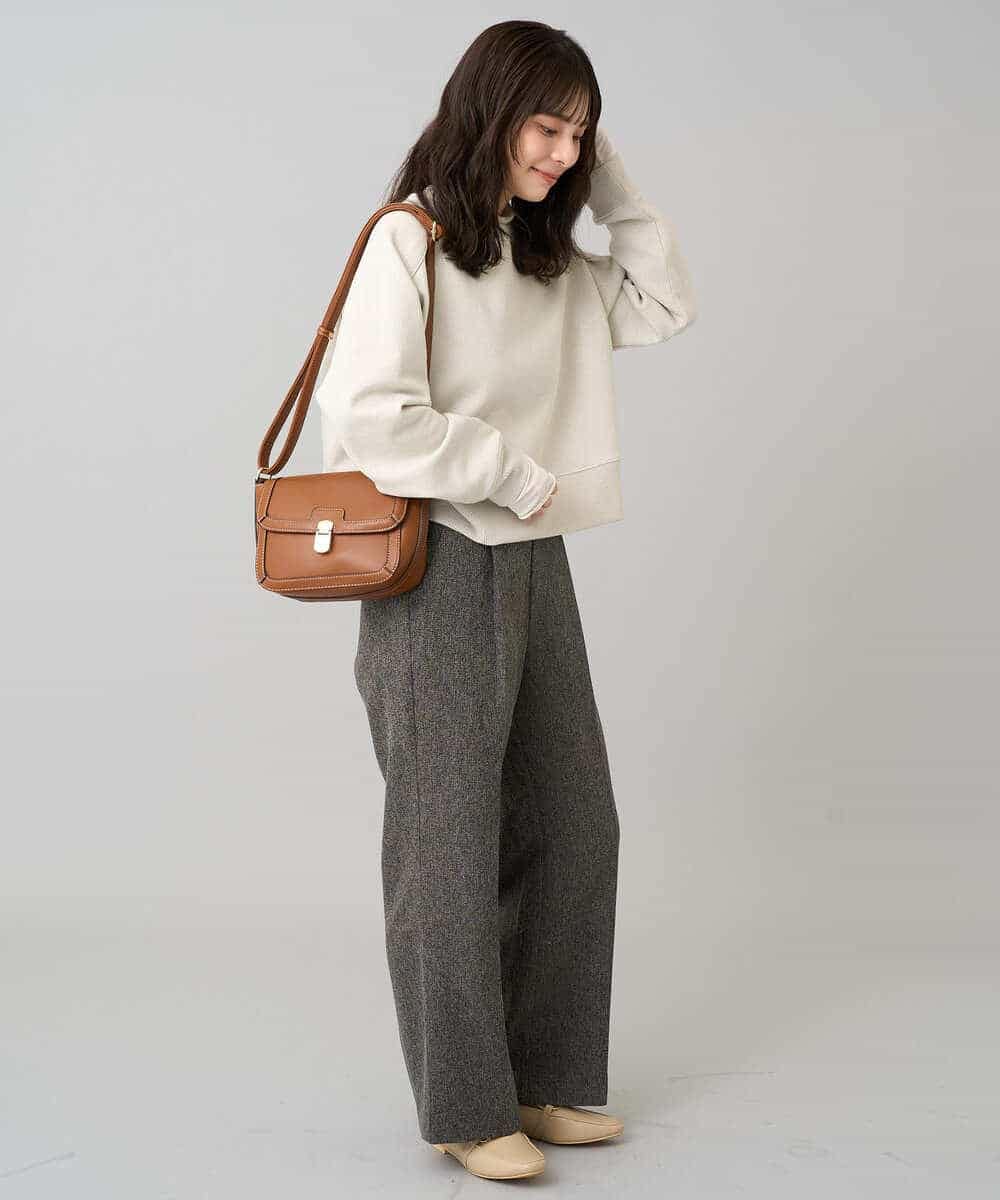 K3LKA20049 a.v.v Elmi(アー・ヴェ・ヴェ) 【低身長サイズ】ツイード調ストレートパンツ【マシンウォッシャブル】 グレー