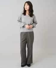 K3LKA20049 a.v.v Elmi(アー・ヴェ・ヴェ) 【低身長サイズ】ツイード調ストレートパンツ【マシンウォッシャブル】 グレー