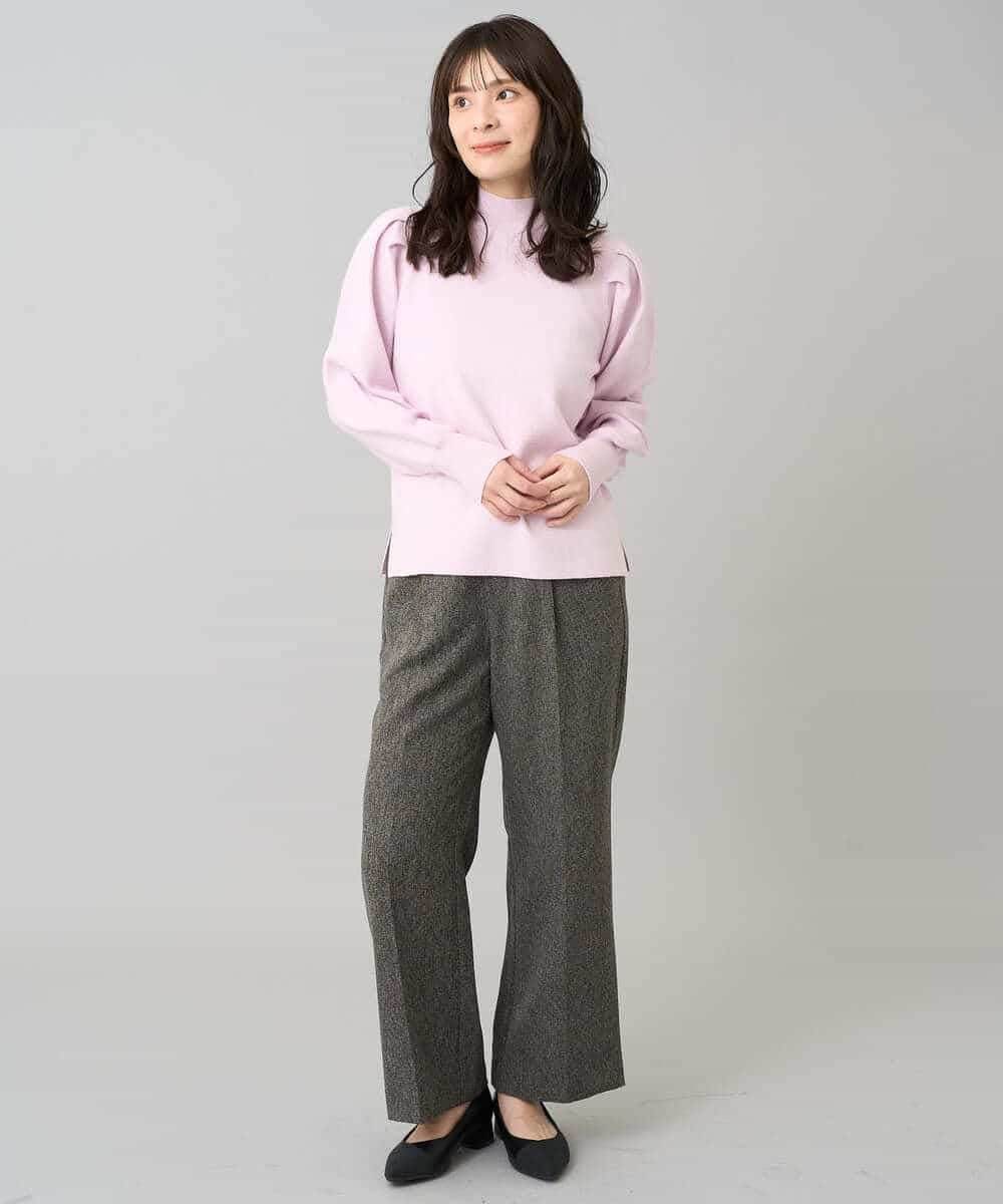 K3LKA20049 a.v.v Elmi(アー・ヴェ・ヴェ) 【低身長サイズ】ツイード調ストレートパンツ【マシンウォッシャブル】 グレー