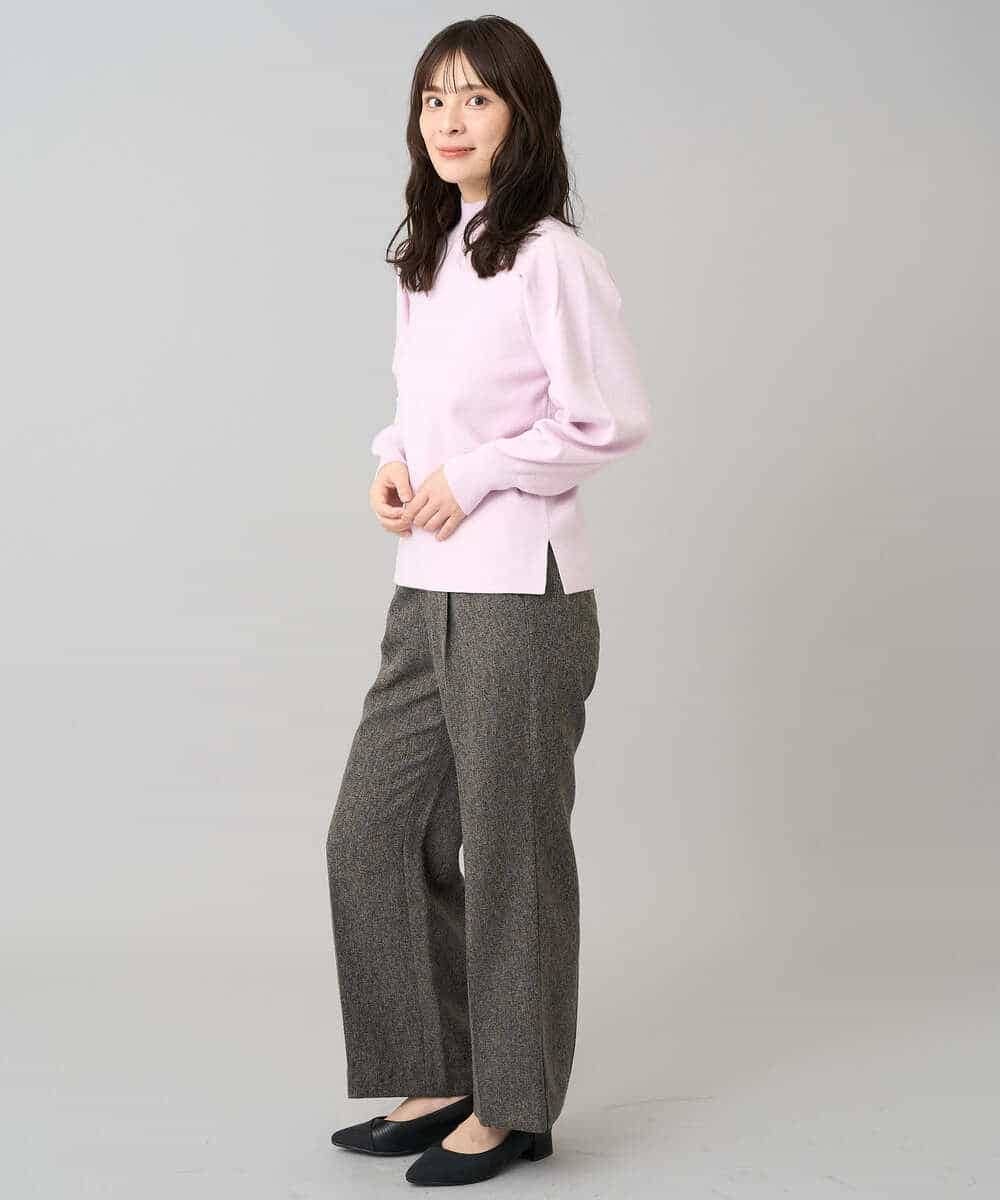 K3LKA20049 a.v.v Elmi(アー・ヴェ・ヴェ) 【低身長サイズ】ツイード調ストレートパンツ【マシンウォッシャブル】 グレー
