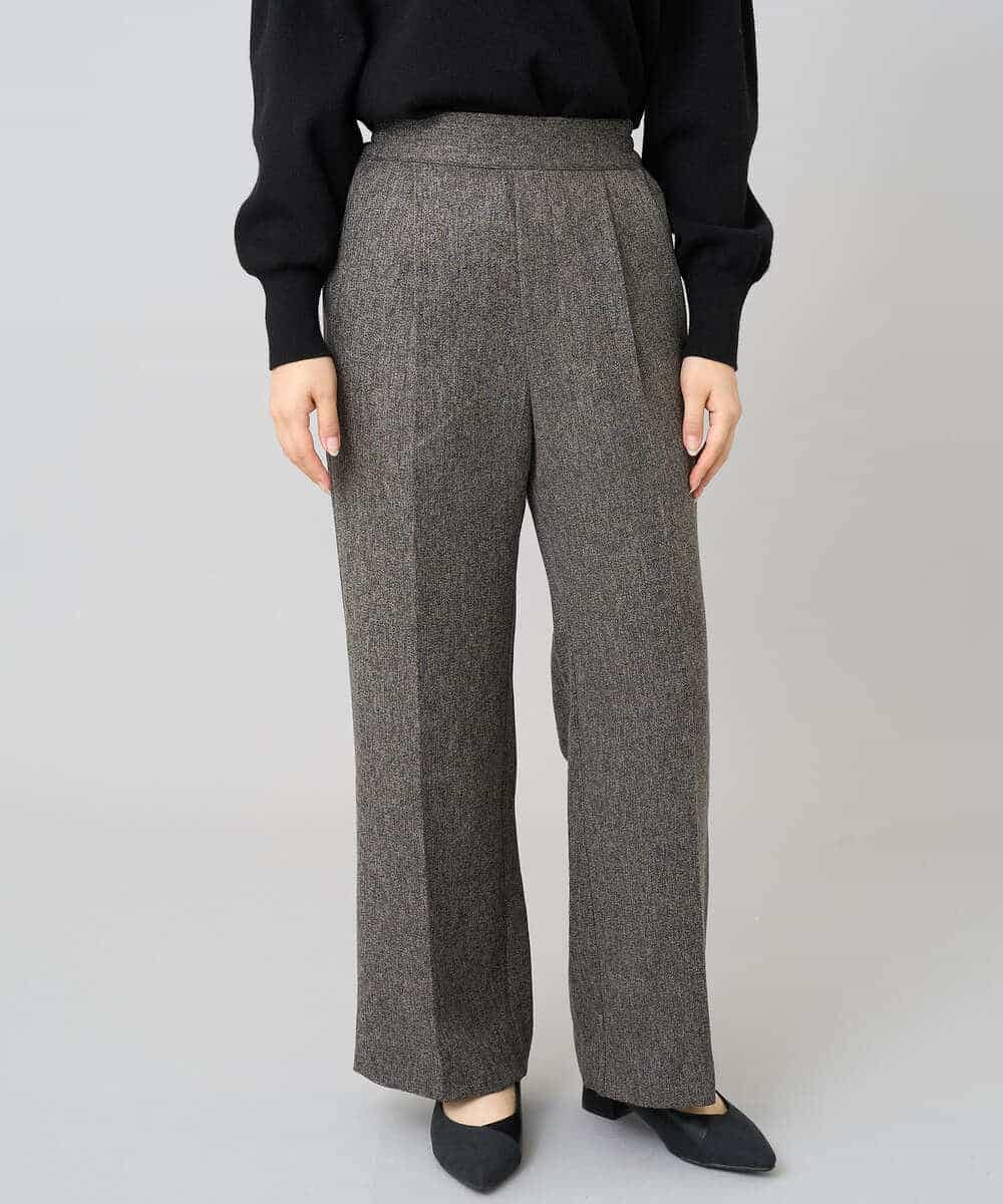K3LKA20049 a.v.v Elmi(アー・ヴェ・ヴェ) 【低身長サイズ】ツイード調ストレートパンツ【マシンウォッシャブル】 グレー